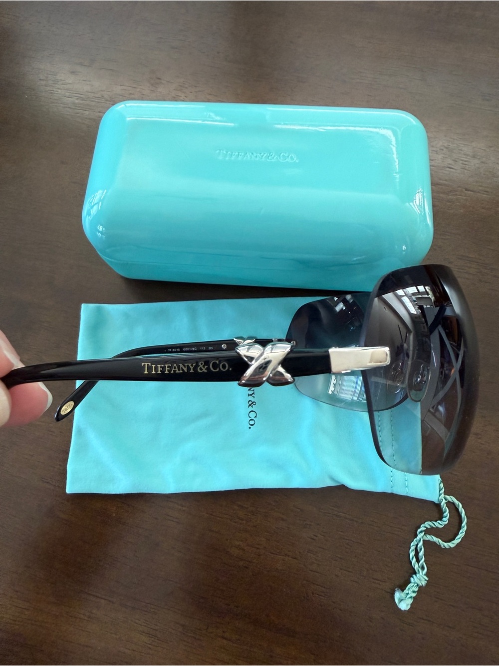 Tiffany & Co. Women's Rimless Shield Sunglasses - Black Gradient 115mm Lens - Picture 7 of 14